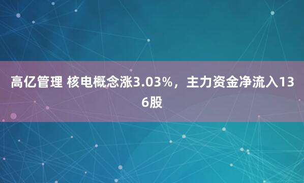 高亿管理 核电概念涨3.03%，主力资金净流入136股