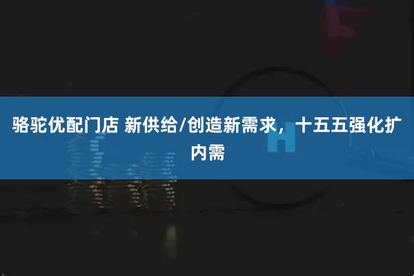 骆驼优配门店 新供给/创造新需求，十五五强化扩内需
